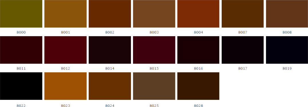 8 – коричневые цвета RAL